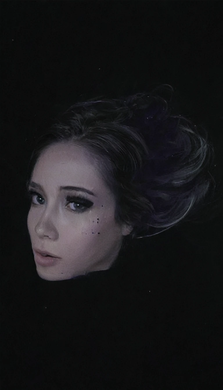 "Trinity's quest: Green matrix code flowing in the middle, purple and black background.", tritnity is white woman with black hair, that works secretly with Morpheus and neo.