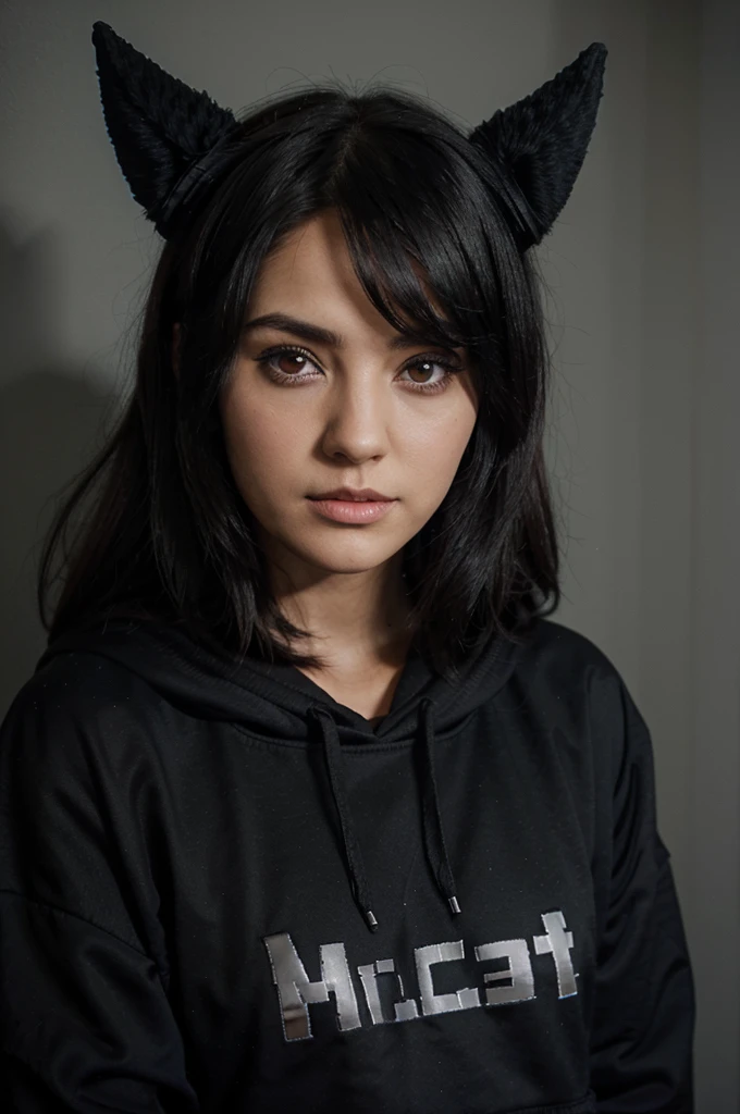 Black haired wearing black hodie has devil horns 128×128 Minecraft
