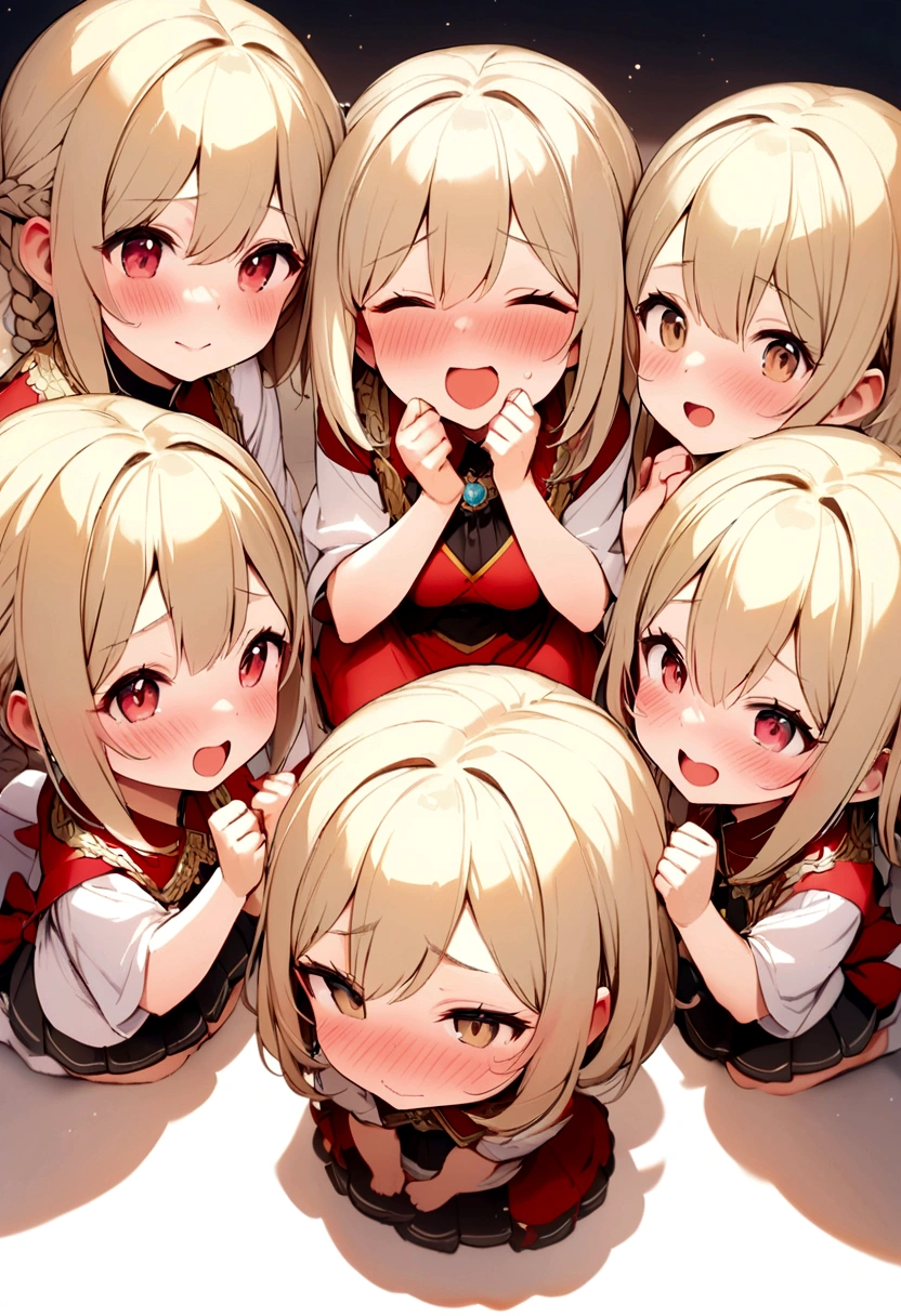 Group of blushing girls