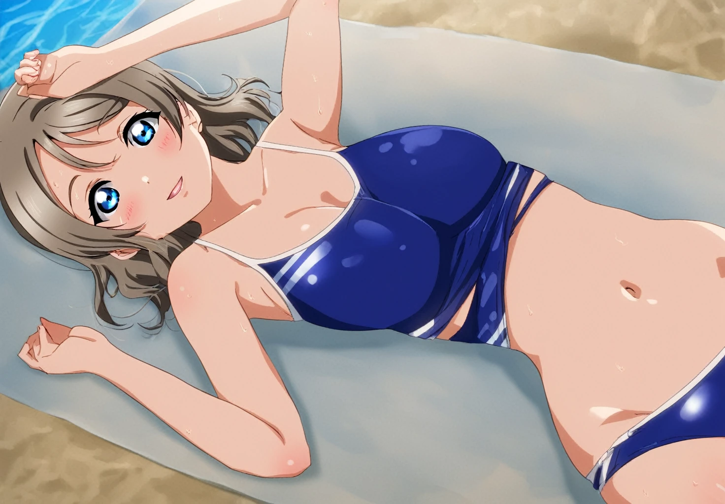 1 girl Love Live Watanabe You Swimsuit lying down 