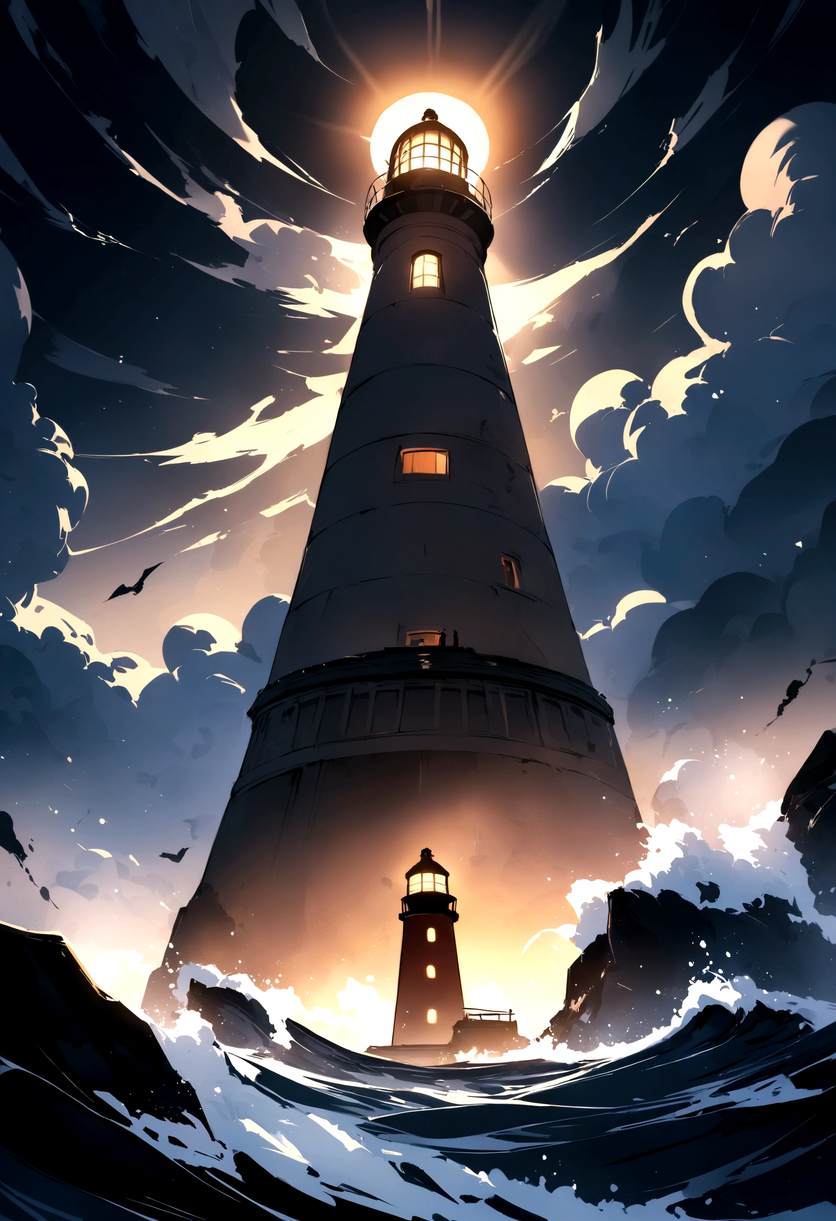 Masterpiece, best quality, very detailed, t-shirt design, Create a logo of a lighthouse