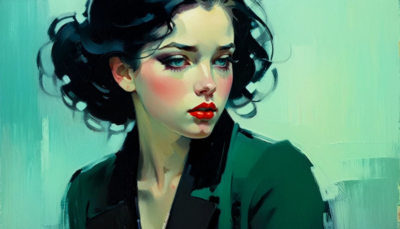 Create a plain, evocative background using the expressive and textured brushstrokes characteristic of Malcolm Liepke's art style. Use a muted color palette with subtle variations in tone to create depth and visual interest. Focus on the tactile quality of the oil paint, incorporating gentle gradients and soft transitions between colors. Allow the brushstrokes to remain visible, adding a sense of raw emotion and intimacy to the background.