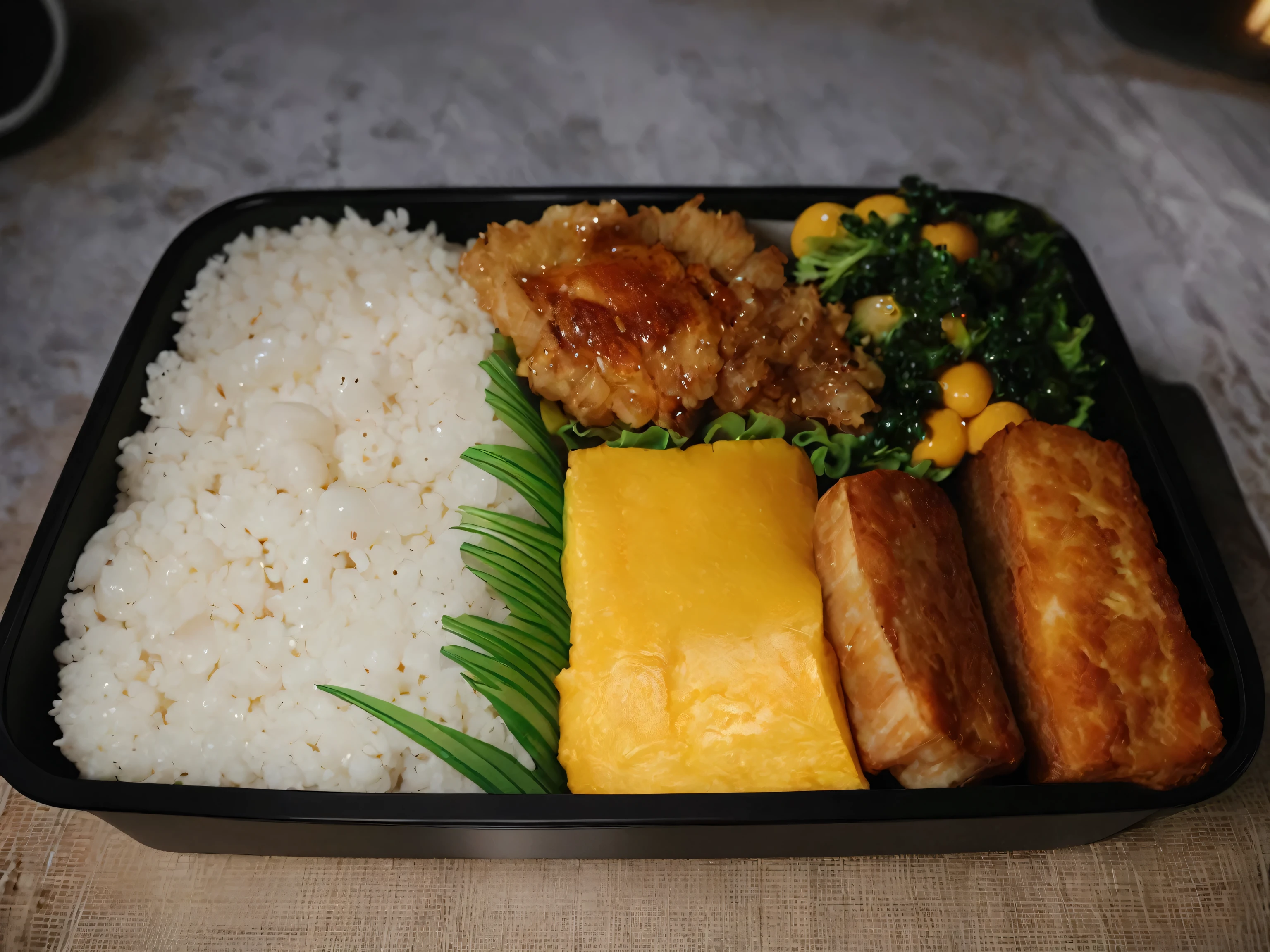 Very delicious lunch box。perfect anatomy, masterpiece, best quality, 16K, beautiful detailed grow, daydreaming expression.