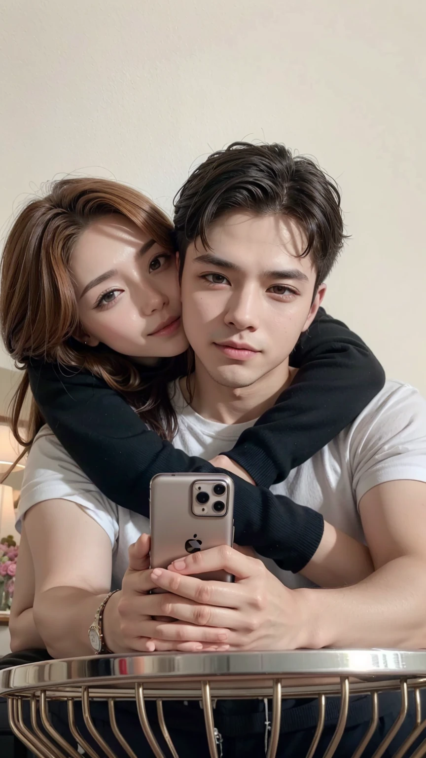 Straight couple taking photo, full HD, 4k 