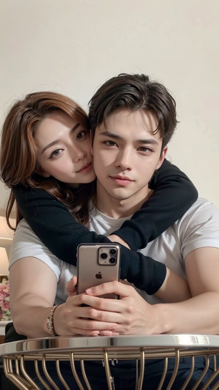 Straight couple taking photo, full HD, 4k