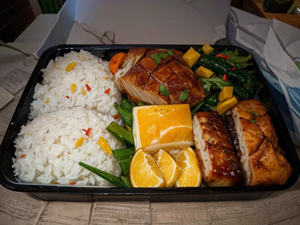 Very delicious lunch box。perfect anatomy, masterpiece, best quality, 16K, beautiful detailed grow, daydreaming expression.