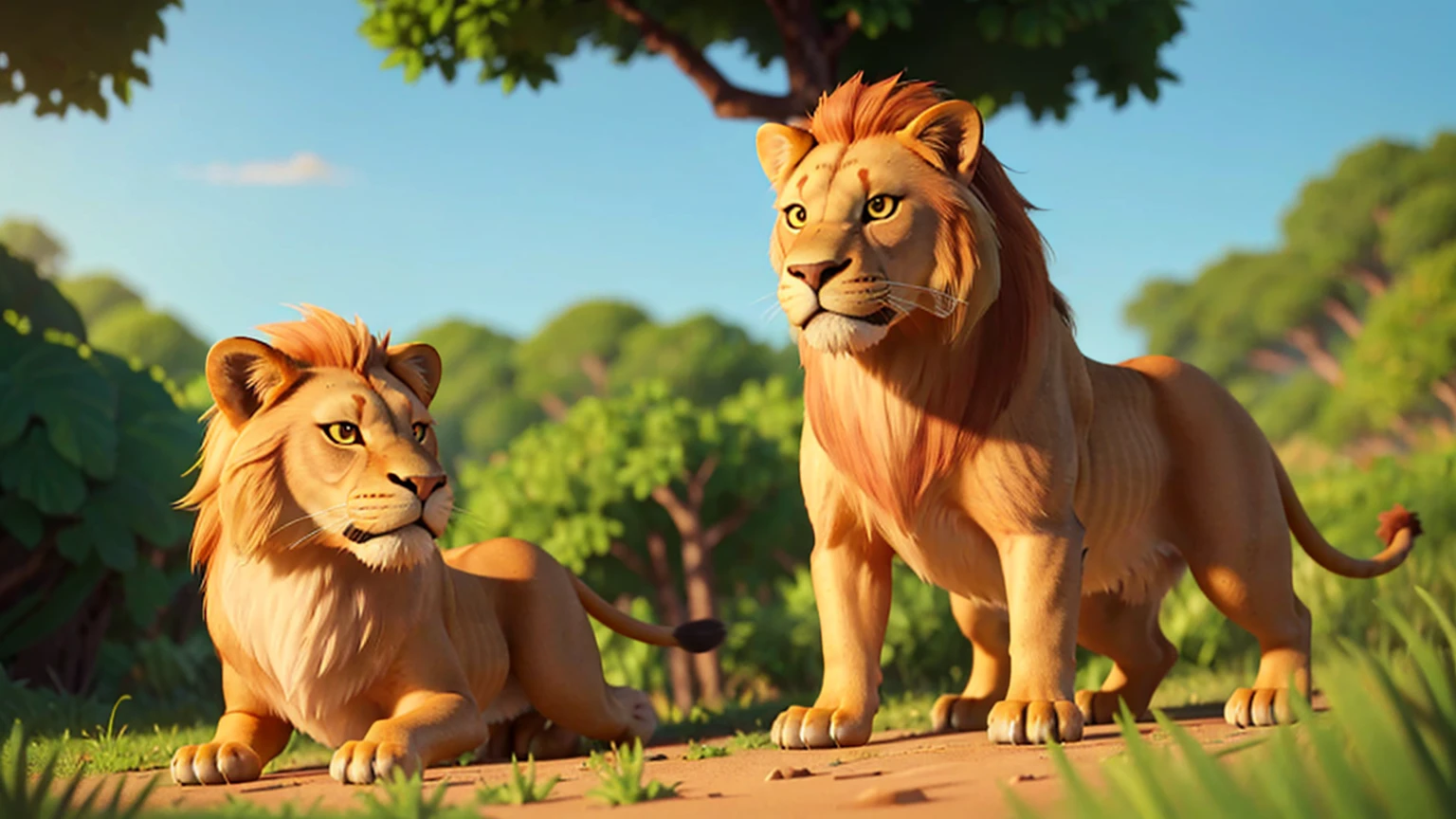 a majestic lion in the savannah, a small lizard by its side, photorealistic, 8k, highly detailed, cinematic lighting, vibrant colors, golden hour, dramatic composition, powerful and graceful, (best quality,4k,8k,highres,masterpiece:1.2),ultra-detailed,(realistic,photorealistic,photo-realistic:1.37),cinematic lighting, dramatic colors, cinematic composition