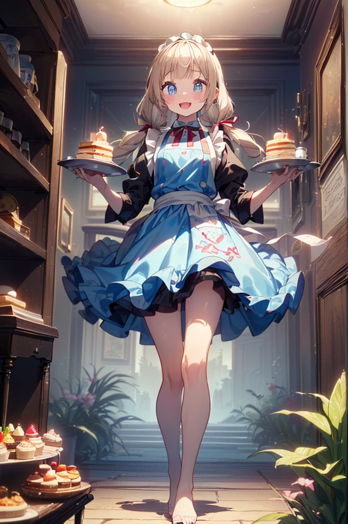 (perky chest:1.2), (pointed chest:1.2),(((Black Tunic:1.3))),(((cakes and bread in the basket),Cute and beautiful girl,Cute round face,Cute smile,with blush cheeks,Red Lip,a girl ************, nsfw:1.2, beautiful body:1.3), shinny skin, BREAK, ((alice in the wonderland:1.3, cute, kawaii, lovely, funny, a girl falling down from sky:1.3, girl flying in sky:1.4, girl floating in air:1.5, rolling upskirt by wind:1.6, (with sparkling eyes and a contagious smile),open mouth, Looking at Viewer, surprised, putting hands on crotch over the skirts:1.5)), BREAK, ((floating things as follows:1.3, PlayingCards, Trump, tea cup, tea pot, tea spoons, pocket watch:1.3, lip sticks, candies:1.2, cookies, jam bottles, classical door_keys)), ((long purply_Blue dress :1.5, wearing long flaired skirt:1.3, the skirt is blowing:1.3, cute pink Apron, black stockingedium long platinum-blonde hair:1.2, twin tail hair:1.6, tied hair with a large ribbon), (Blue eyes, bright pupils with highlights, detailed eyes), (lying down on your back:0.7, spreading legs with rising up straight:0.7), sexy posture, fantastic colorful art, (fantasy art:1.2, wondered images), ((correct anatomy:1.5, perfect anatomy:1.3, correct hand, small foot:1.2)),
