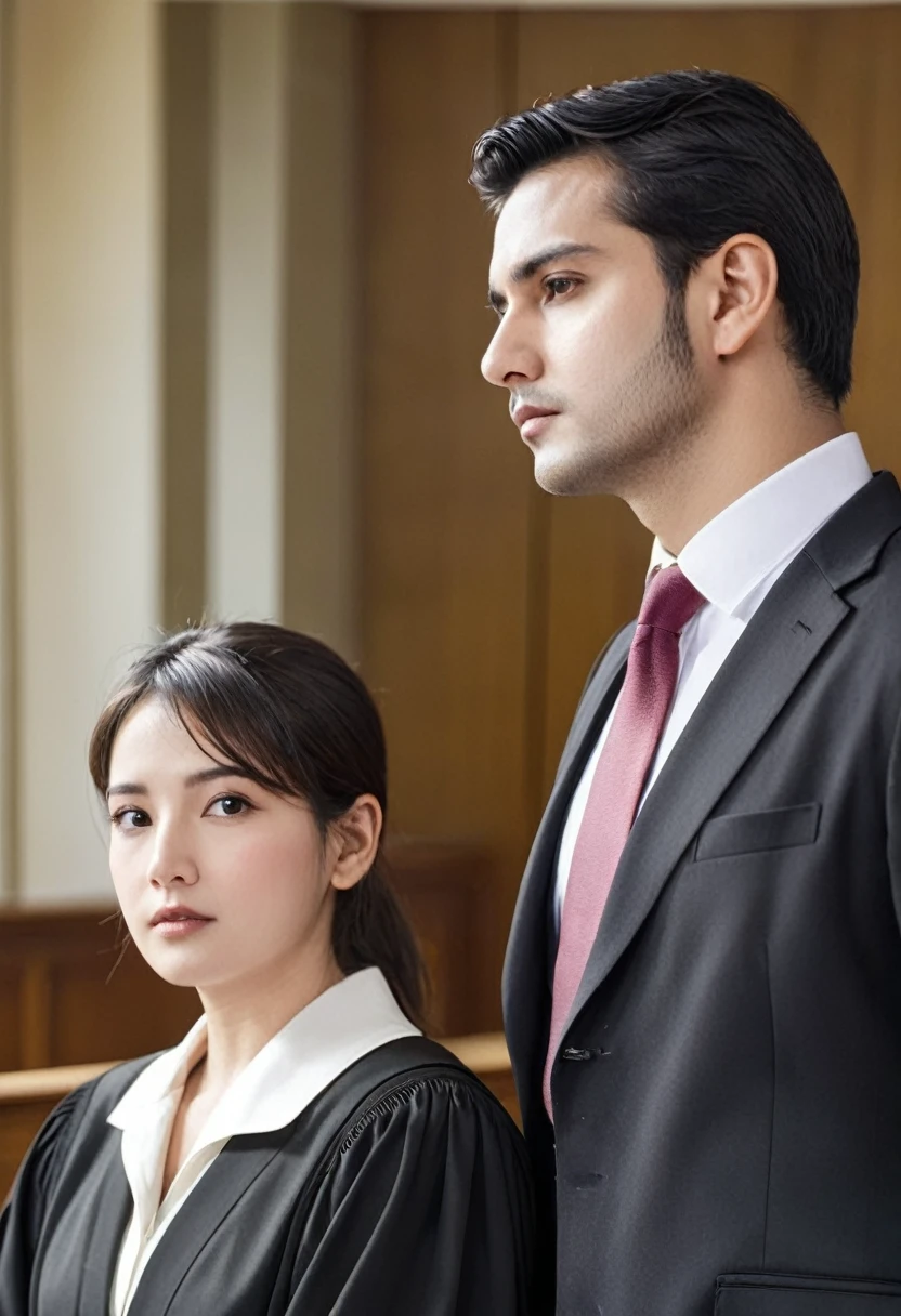 Lawyer male and female lawyer in court