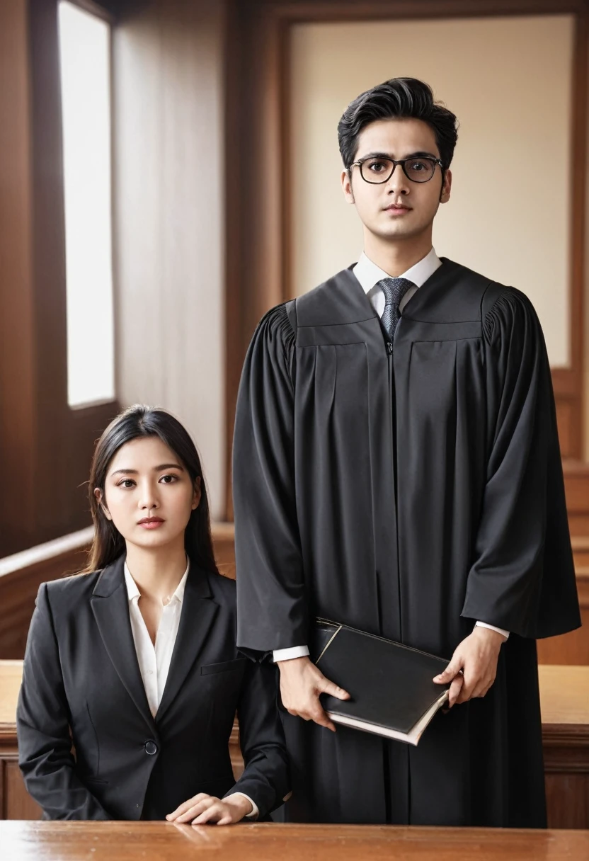 Lawyer male and female lawyer in court