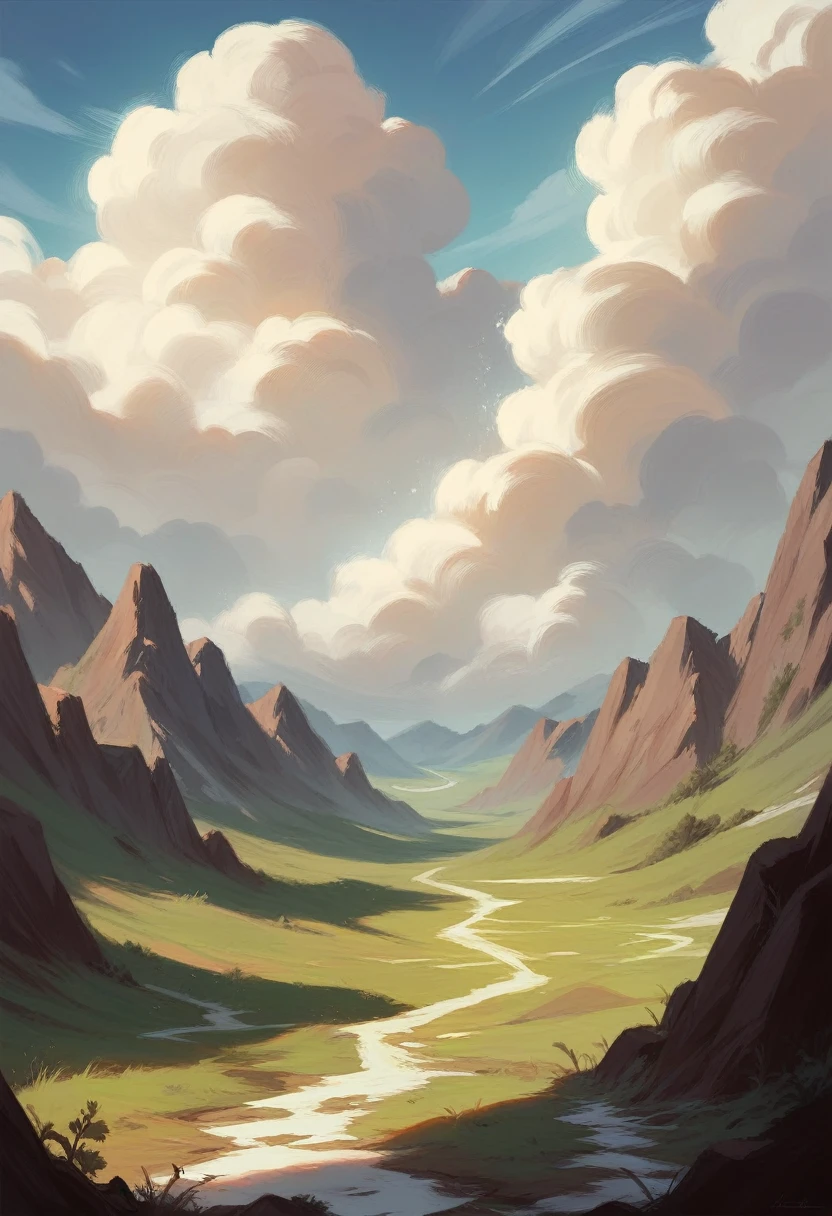 Painting of a realistic black and white landscape, 4 megapixels.