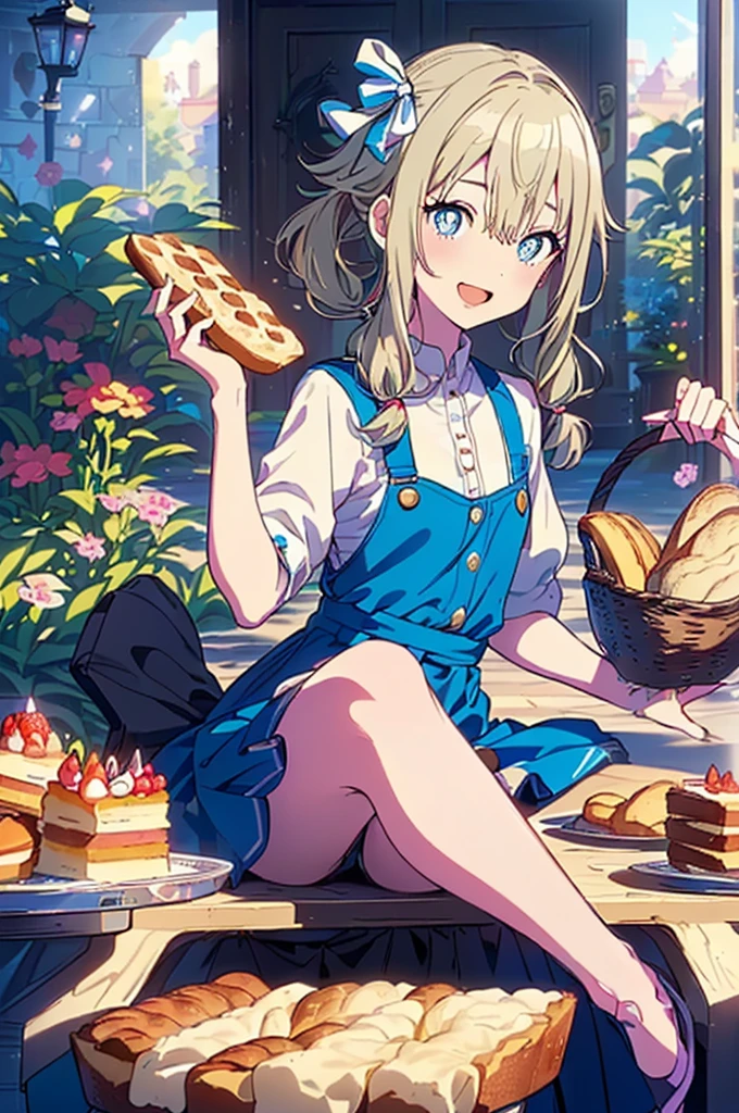 (perky chest:1.2), (pointed chest:1.2),(((Black Tunic:1.3))),(((cakes and bread in the basket),Cute and beautiful girl,Cute round face,Cute smile,with blush cheeks,Red Lip,a girl 17 years old, nsfw:1.2, beautiful body:1.3), shinny skin, BREAK, ((alice in the wonderland:1.3, cute, kawaii, lovely, funny, a girl falling down from sky:1.3, girl flying in sky:1.4, girl floating in air:1.5, rolling upskirt by wind:1.6, (with sparkling eyes and a contagious smile),open mouth, Looking at Viewer, surprised, putting hands on crotch over the skirts:1.5)), BREAK, ((floating things as follows:1.3, PlayingCards, Trump, tea cup, tea pot, tea spoons, pocket watch:1.3, lip sticks, candies:1.2, cookies, jam bottles, classical door_keys)), ((long purply_Blue dress :1.5, wearing long flaired skirt:1.3, the skirt is blowing:1.3, cute pink Apron, black stockingedium long platinum-blonde hair:1.2, twin tail hair:1.6, tied hair with a large ribbon), (Blue eyes, bright pupils with highlights, detailed eyes), (lying down on your back:0.7, spreading legs with rising up straight:0.7), sexy posture, fantastic colorful art, (fantasy art:1.2, wondered images), ((correct anatomy:1.5, perfect anatomy:1.3, correct hand, small foot:1.2)),