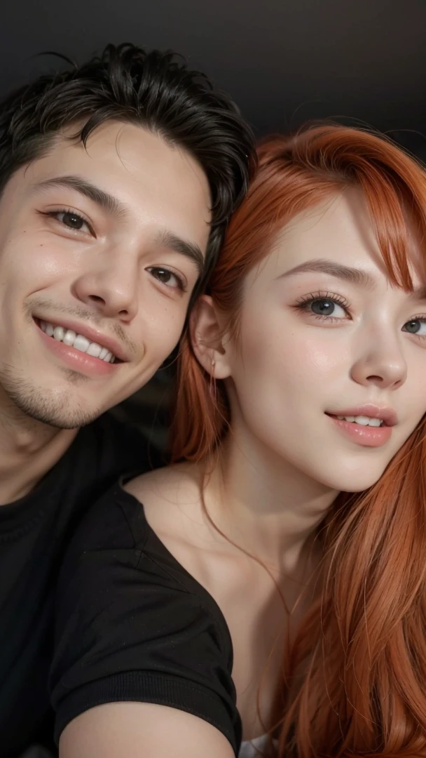 Straight couple taking photo, smile cute, aligned teeth, full hd, 4K