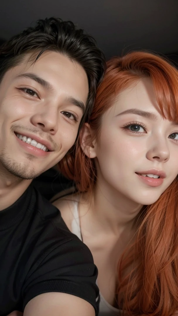 Straight couple taking photo, smile cute, aligned teeth, full hd, 4K