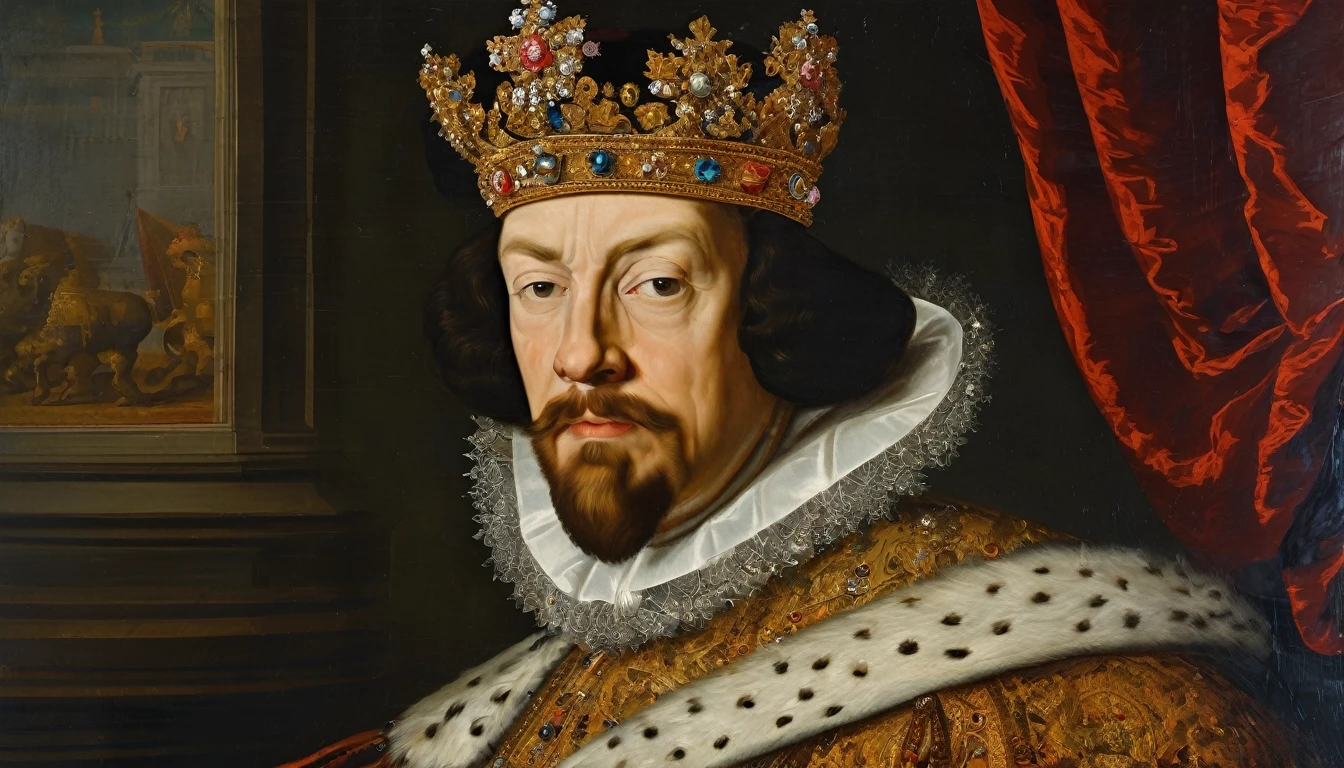 Oil portrait, 16th century, European king