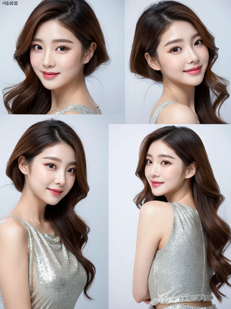 Kwon Eun-bi is a young Korean woman in her 28s. She short at the height of the back and a little curled. She has her back-length hair, a little curled and coppery red in color. 
She face is slightly shorter than it is long, which carry a warm , expressive face. Her skin is radiant and clear, presenting an impeccable state of health and her curved lips. 
Large, brown eyes are expressive and captivating. 
She height is medium, her natural body and defined made up of proportional curves. with the most charming and provocative. It matches their personalities. 
She wears a silver dress that sparkles as the moonlight illuminates her 

