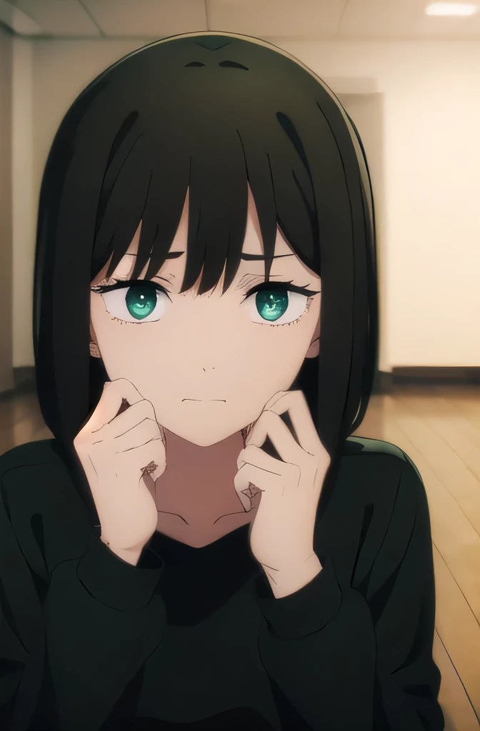 green eyed girl. with black sweatshirt
