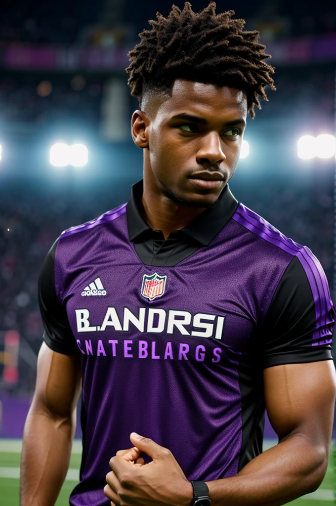A black and purple football shirt