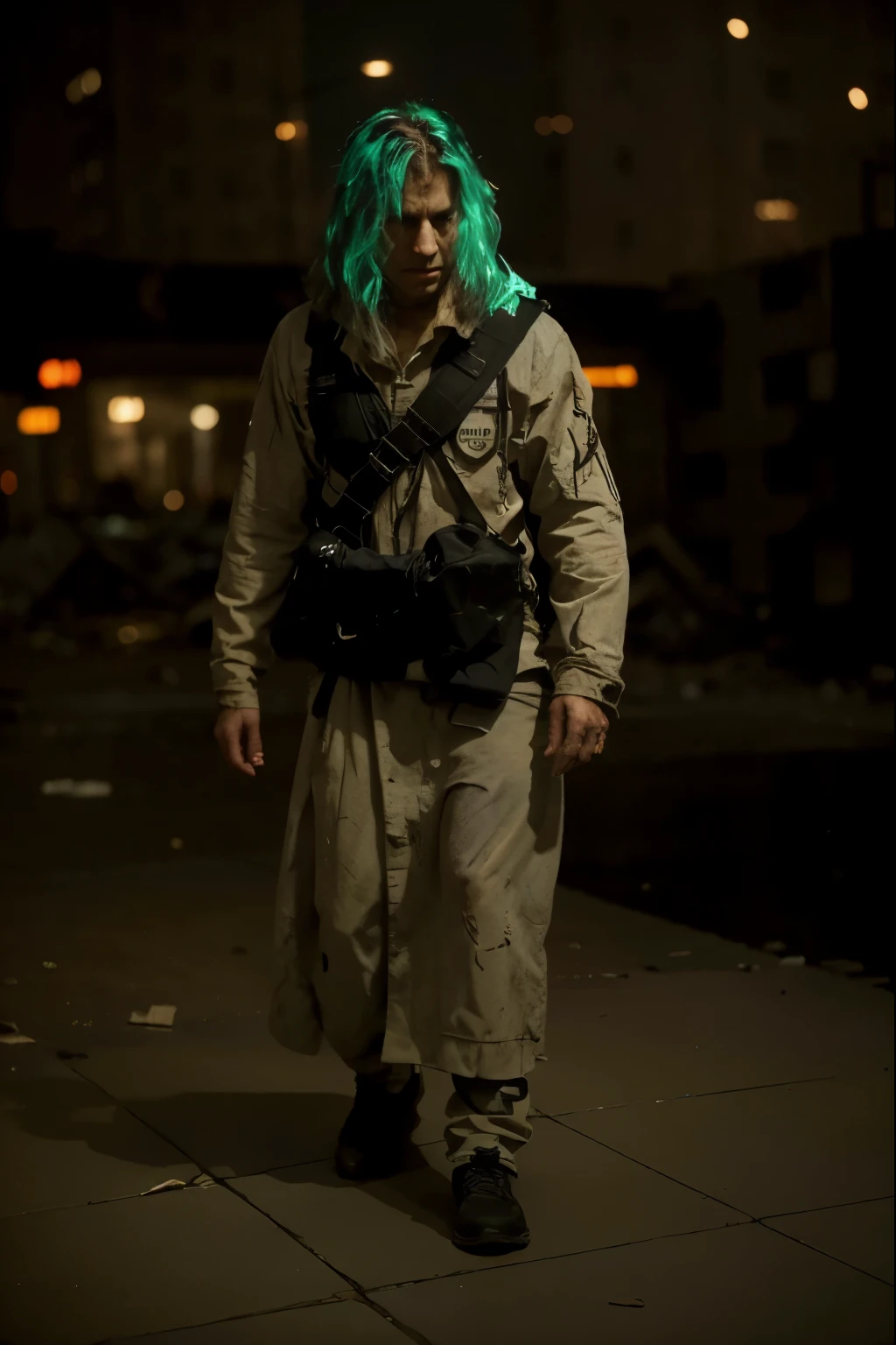 (Best quality, 8k, 32k, Masterpiece, UHD:1.2), "Transform the scene into a post-apocalyptic Gotham City, inspired by the nightmarish timeline from Zack Snyder's Justice League. Picture a cityscape shrouded in darkness and chaos, with towering skyscrapers partially collapsed, their steel frames exposed and crumbling. The streets are littered with debris, abandoned vehicles, and remnants of past conflicts.
The sky is overcast with a perpetual, ominous gray, casting a somber light over the ruins. Fires burn in the distance, their smoke mingling with the oppressive atmosphere. The iconic Bat-Signal, broken and flickering, casts a haunting glow across the desolate city.
Buildings are covered in graffiti, and posters of missing persons are plastered on walls, hinting at the despair and struggle of the remaining survivors. The streets are devoid of life, save for the occasional scavenger or lurking danger. The once-bustling metropolis is now a ghost town, echoing with the memories of a lost civilization.
The setting should evoke a sense of desolation and unease, capturing the grim and haunting environment of a Gotham City ravaged by apocalypse and conflict, where hope is a distant memory."