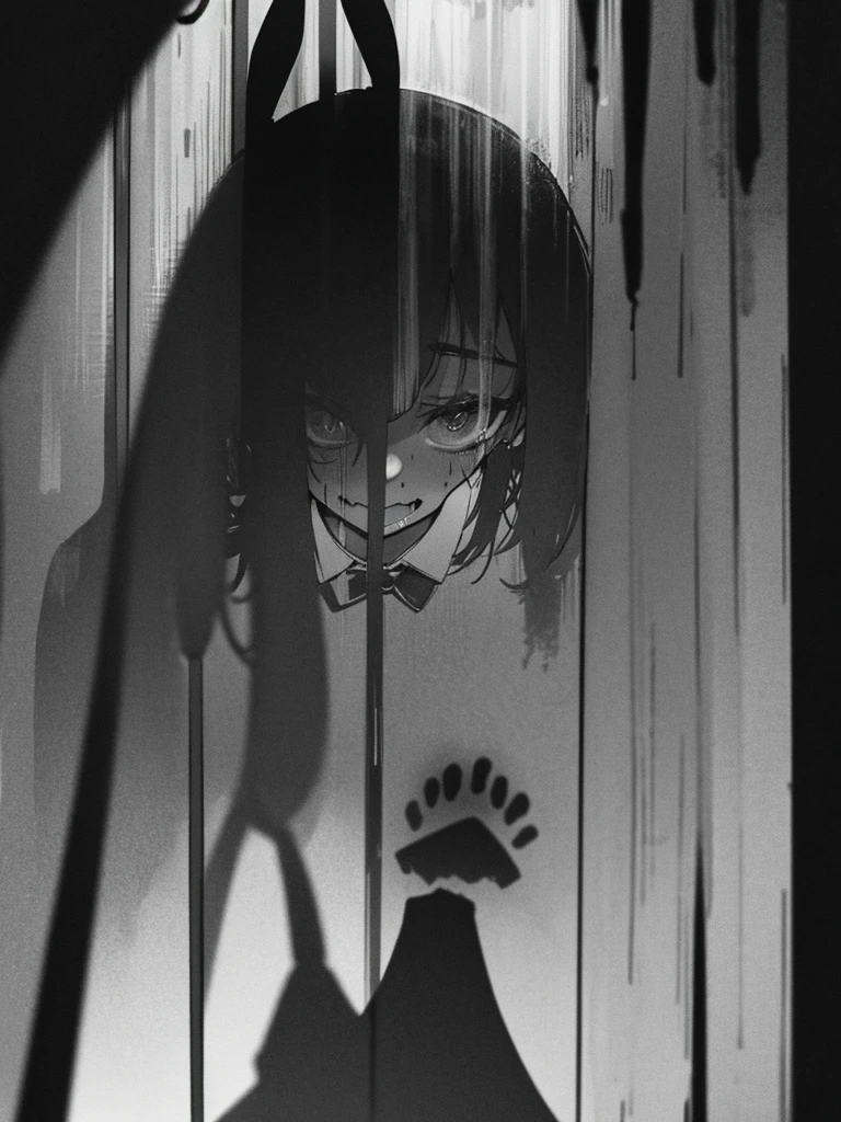 In a haunted house, horror, fear , It's muggy , steamy , rabbit ear girl , holding back pee , (Shadows seen through the curtains) , doggy style , blow job , hard core , orgasm , nudity