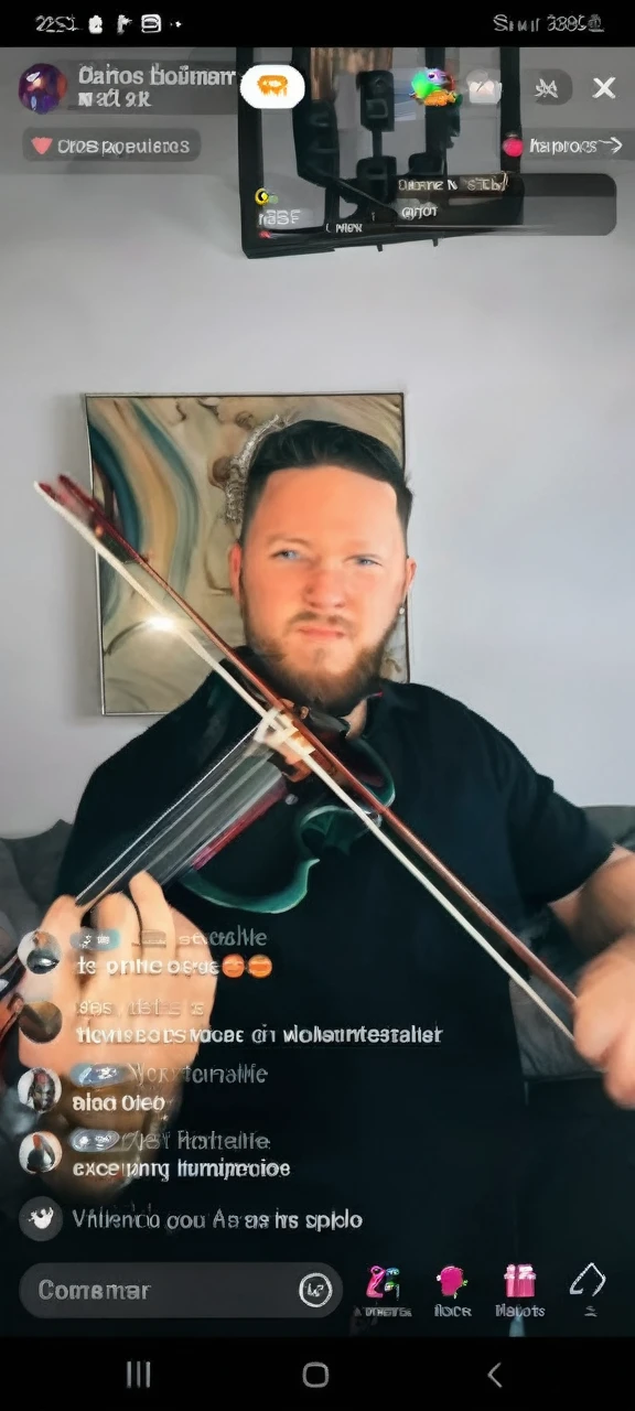 Playing the violin and a fantasy forest place