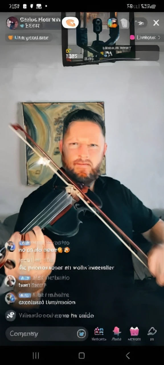 Playing the violin and a fantasy forest place