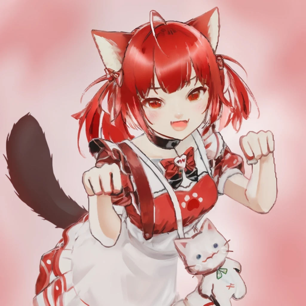 Lean short ribs、live-action、Red Hair、Cat ear、Twin tails、