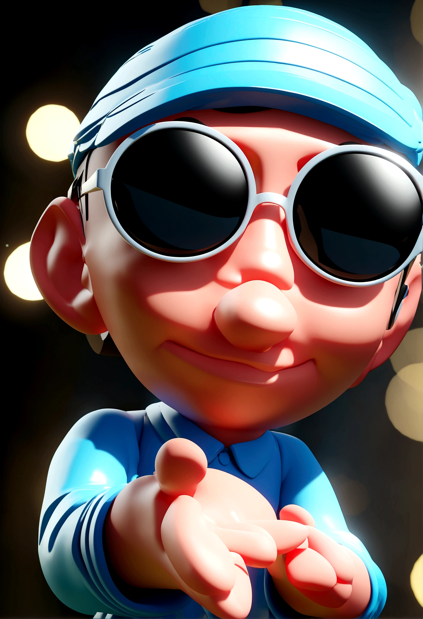 Cartoon character of a man in sunglasses and blue shirt, animation character, stylized character, animation style rendering, 3d stylized, Arnold Maya rendering, Stylized 3D rendering, toon render screenshot, 3d character, 3d character, Stylized 3D rendering, 3D character rendering, cartoon character, Personagem de close up, character posing, (Pixar-style) (master part:1.2) (bokeh) (best qualityer) (skin detailed) (detailed texture) (8K) (Argilla) (cinematic lighting) (sharp focus