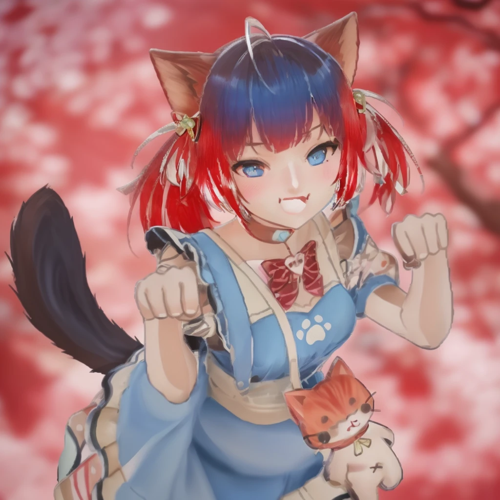 Lean short ribs、live-action、Red Hair、Cat ear、Twin tails、最high quality, (masterpiece:1.2), Very detailed, Are standing, Cat ear, One girl, alone, Looking at the audience, Mouth closed, smile, From above, blue eyes, Red hair, Twin tails , hair ornaments, Tie your hair up, beautiful, beautiful woman, Perfect body, Perfect breasts, wear Kimono, Wear earrings, wear the watch, In the garden, Cherry tree, Traditional Japanese house, Looking at the audience, a smile, realism, masterpiece, Skin Texture, Very detailed, High detail, high quality, 最high quality, 1080P, 16K