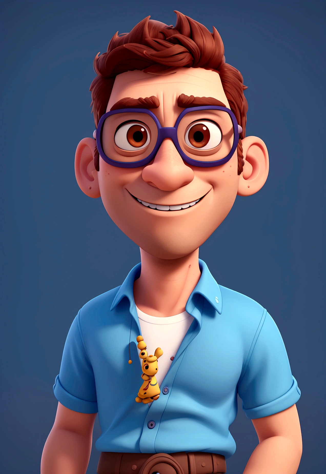 cartoon character of a man in sunglasses and blue shirt, animation character, stylized character, animation style rendering, 3d stylized, Arnold Maya rendering, Stylized 3D rendering, toon render screenshot, 3d character, 3d character, Stylized 3D rendering, 3D character rendering, cartoon character, Personagem de close up, character posing, (Pixar-style) (master part:1.2) (bokeh) (best qualityer) (skin detailed) (detailed texture) (8K) (Argilla) (cinematic lighting) (sharp focus