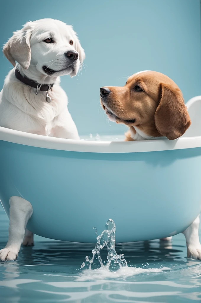 Canine aesthetics with the name PAWPERFECTA and next to it a person bathing a dog