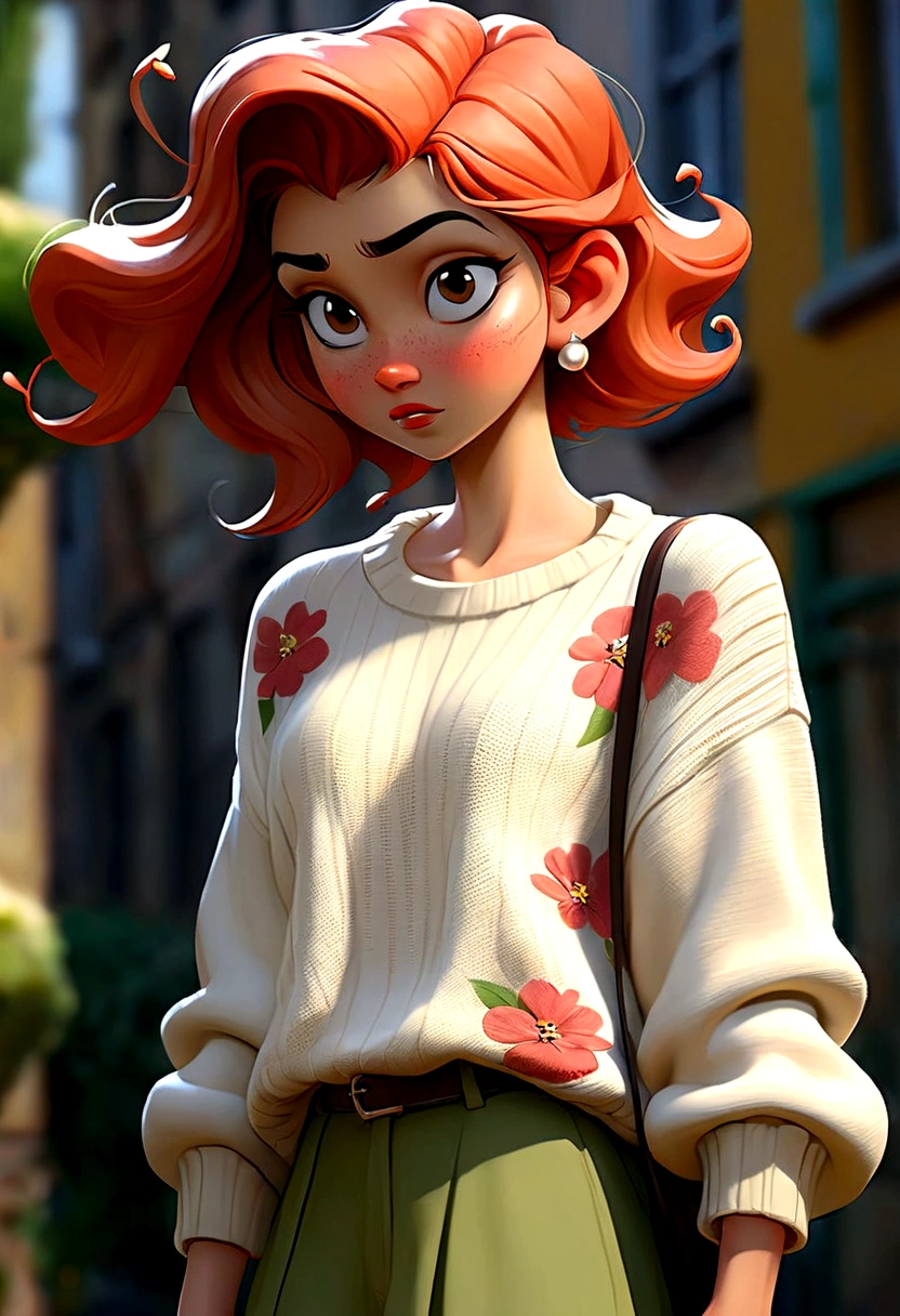 (), big fit ass ,(work of art), best qualityer, extremely detaild, (water colour), blossom, Delicate and gorgeous, illustration, (from low),(1 girl:1.4), (standing alone:1.2), seios big fit asss, (ribbed sweater:1.3), ombro to ombro sweater, (short