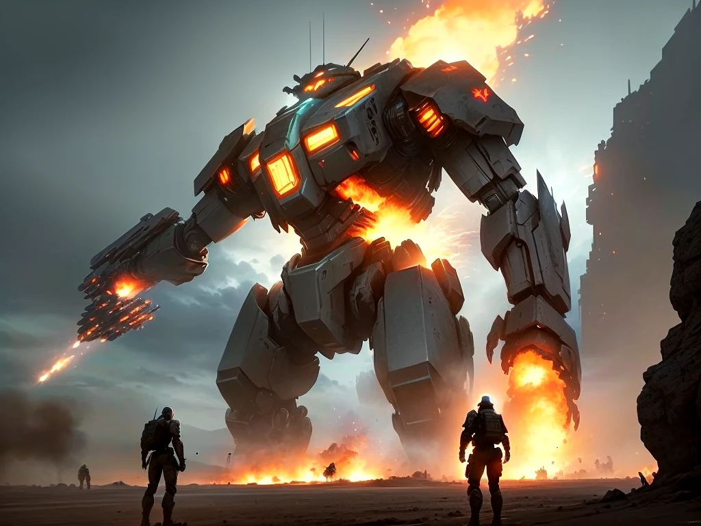 a group of soldiers and a giant robot shooting a (Huge Kaiju), fps game concept art, epic fantasy sci fi illustration, sergey kolesov concept art, jessica rossier fantasy art, concept art 4 k, concept art 4k, epic digital concept art, concept art wallpaper 4k, futuristic tank is on fire, concept art for a video game