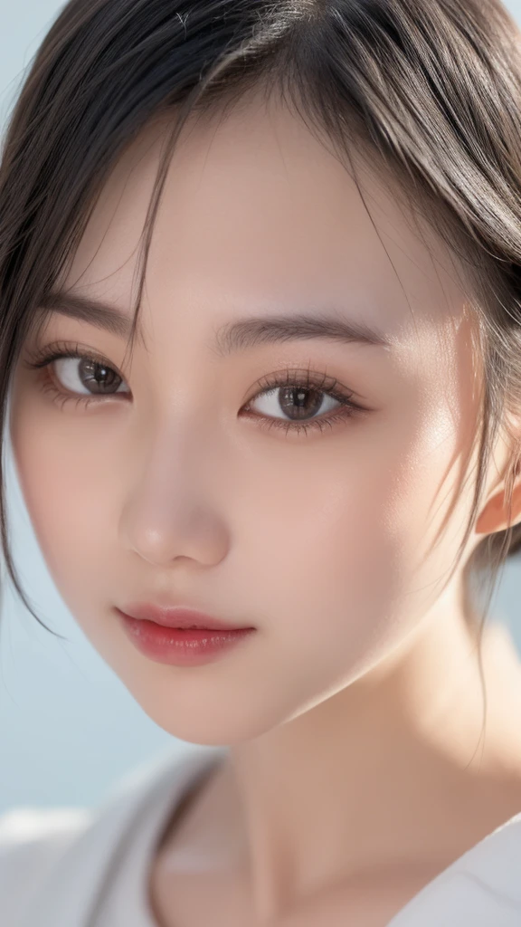 (((Ultra-high resolution、close、Cute Japanese Woman)))、顔のUltra-high resolutionクローズアップ画像を作成してください。
Long, straight black hair frames her face。
So that every single hair is clearly visible、Depicts subtle color changes depending on the amount of light hitting the subject。
The skin is white and smooth、Has a natural glow。
Fine skin texture、Representing the fine details of pores。
amountや頬に薄い赤みがある部分を詳細に。
The eyes are almond-shaped and dark brown.。
Fine details of the iris、Depicts color gradations and patterns。
Long, natural-looking eyelashes, each and every one visible。
Well-groomed eyebrows、indivual々The hair is clearly visible。
Light reflects off into the eyes、Create small highlights。
noseは繊細で、nose孔の細かいディテールがある。
Lips are plump and naturally pink。
Depicts the fine lines and soft curves of the lips。
Shiny、Accentuate the shape。
Detailed depiction of lip texture。
Particular attention to the depiction of light and shadow。
Soft natural light gently illuminates the face from the front。
amount、nose、Creates a subtle glow on the cheeks。
Shadows are cast softly along the contours of the face、cheekbone、Jaw Curve、noseの側面を強調。
The gloss of her lips reflects the light faintly.、Emphasizes plump texture。
The shadow of the hair adds depth and dimension.、indivual々The hair shines in the light。
The background is simple and blurred.、Focus on the face。
In the highest quality、Representing the utmost detail。
Negative prompts:

Noisy Images、Low resolution、Avoid blurry detaily hair is messy、Avoid unnatural hair textures。
Skin is unnaturally smooth、Avoid overly processed skin images。
Pores are invisible、Avoid products that have lost their skin texture。
Flat iris、Avoid those that lack detailed information。
short lashes、Avoid unnaturally thin eyebrows。
Light reflects off into the eyesていない、Avoid those with expressionless eyes。
noseのディテールが欠けているものは避ける。
Dry lips、Avoid unnatural colors。
Lip texture is not visible、Avoid non-shiny items。
Poor balance of light and shadow、Avoid evenly lit faces。
amount、nose、Avoid products that don&#39;t have a glow on your cheeks.。
cheekboneやJaw Curveが強調されていないものは避ける。
The shadow of the hair is shallow、Avoid things that lack volume。
The background is complicated、Avoid images where the face is not in focus。