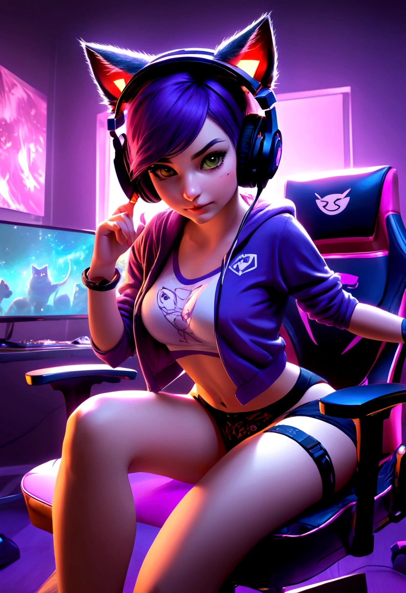 1 sexy girl, long purple hair, in panties and tank top, listening to music with headphones in her room, cleavage, medium breasts, holds her breasts with her hands, shows her breasts , smile,full body, sitting, mountains in the distance, light particles, (depth of field, cinematic angle, cinematic lighting: 1.2), (masterpiece: 1.2), (best quality: 1.2), (highly aesthetic: 1.2), (absurd: 1.2), (detailed background), newest and most intricate details (best quality, 4k, 8k, high resolution, masterpiece: 1.2), ultra detailed, (realistic, photorealistic, photorealistic: 1.37), intricate details, vivid colors, sharp focus,dreamlike atmosphere, shadow play, shadow play, soft lighting, surreal oil touch, soft lighting, soft lighting, tones, woman Dark ethereal background, fantasy elements, texture, layered composition.