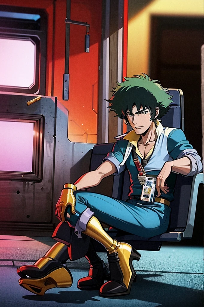 anime character holding a gun in a train car, cowboy bebop anime style, cowboy bebop anime, spike spiegel, cowboy bebop, in the anime ghost in the shell, cowboy bebop art style, metal gear solid anime cyberpunk, an retro anime image, 8 0 s anime, 80s anime, 80s anime ova style, akira anime cyberpunk