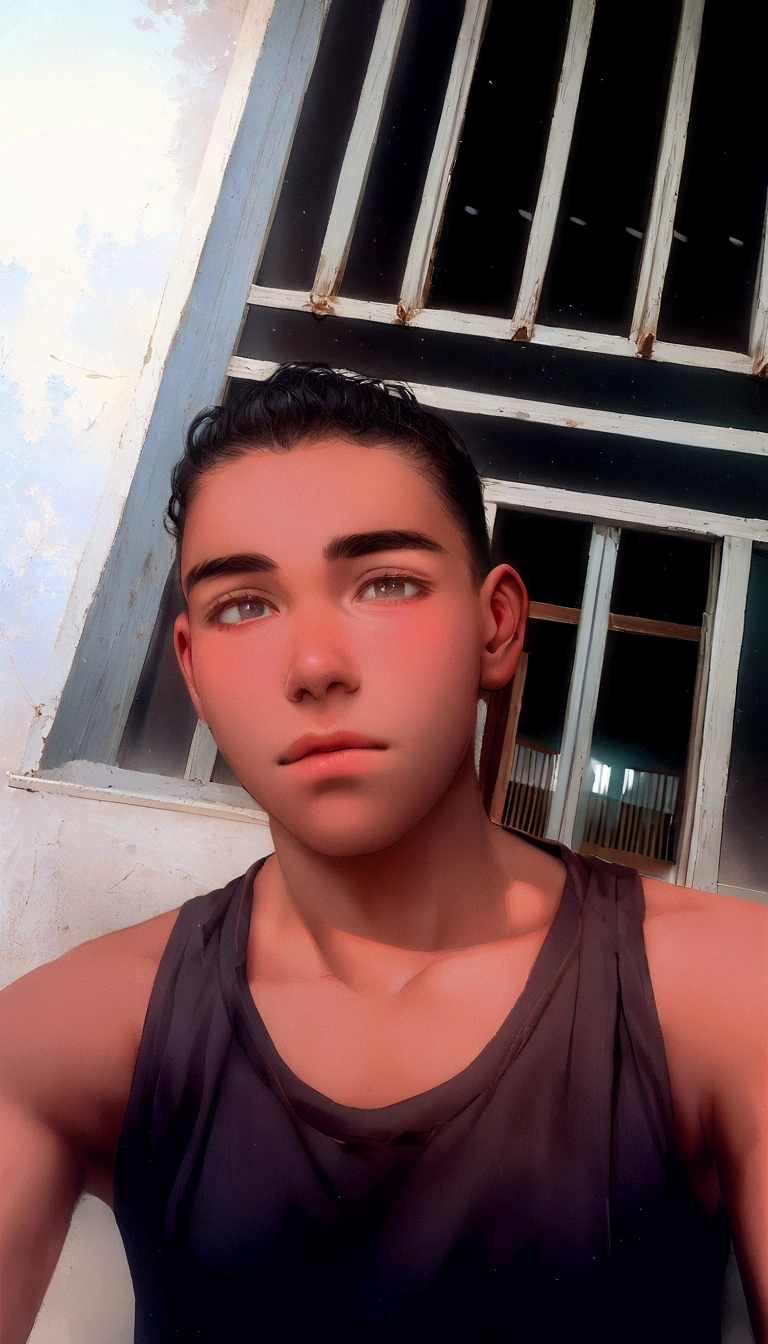 There's a young man standing in front of a window, about 19 years old, caio santos, Riyad Cassim, José Miguel Roman France, taken at the beginning of 2020, frontal image, Matthew 9 5, 1 , 18 years old, he is about 20 years old