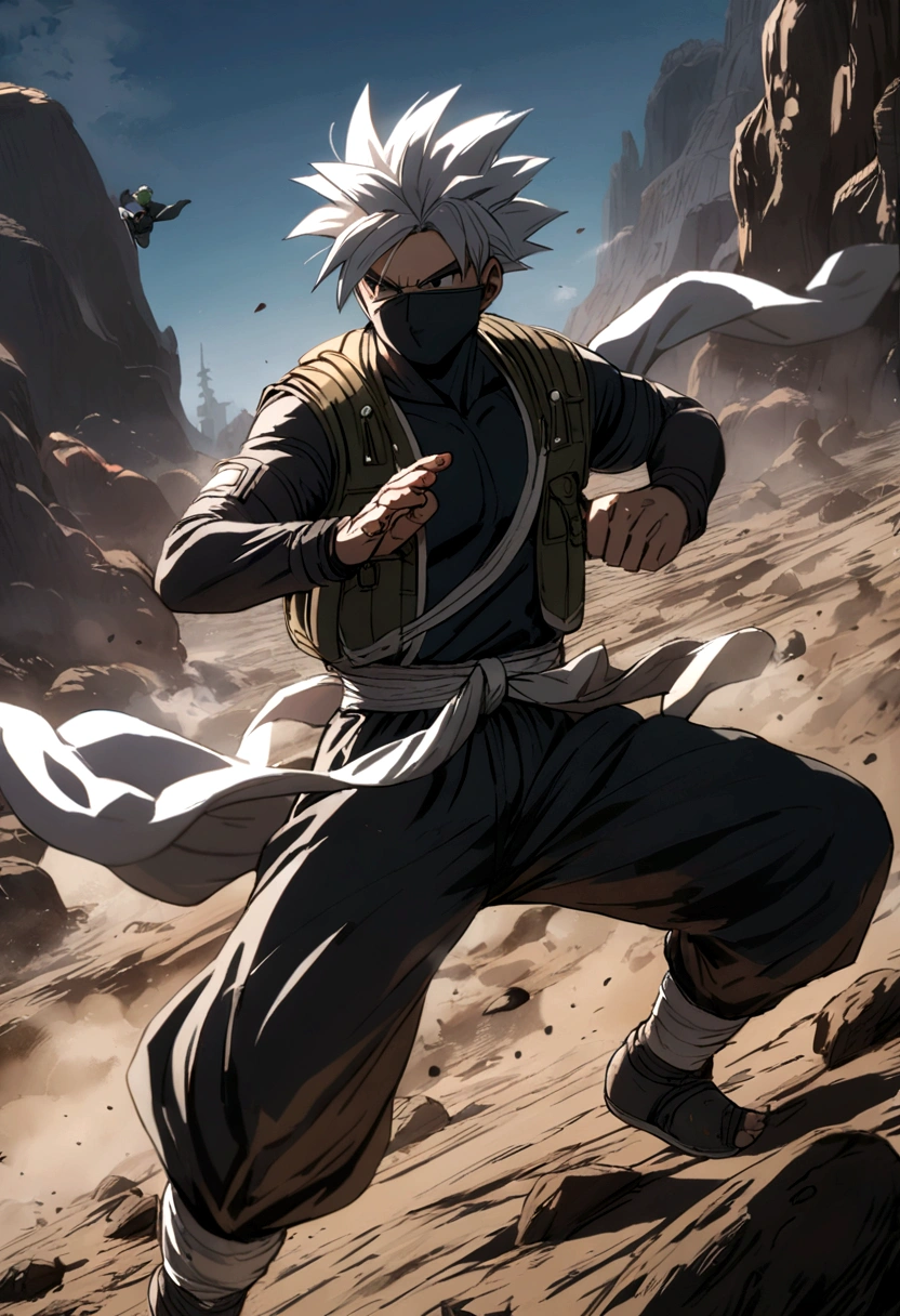 Kakashi with dragon ball style throwing a chidori