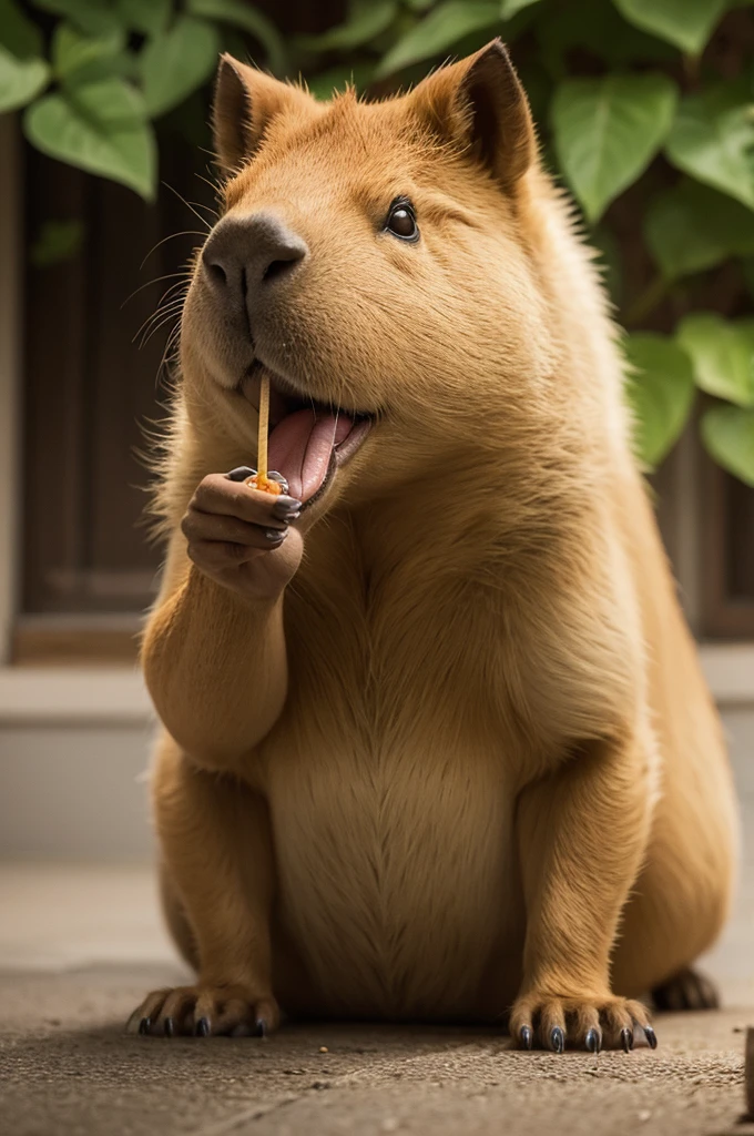 A capybara smoking a joint