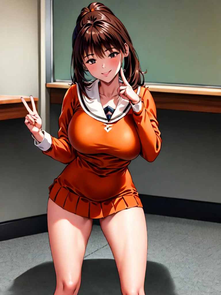 masterpiece,Highest quality,High resolution,Very detailed,One Girl,Long Hair,Side Lock,bangs,制服風のbody paint,body paint、学生服のようなbody paint、indoor,classroom,smile,(study:1.2),Corner masturbation、Split-toe knee socks、Pervert woman,Chair,Spread your legs座る,Spread your legs,、Soaked costume、Detailed costume、Fellatio gestures、Obscene gestures、Cheeky pose、Sweaty、Wet、blush、Wet、Transparent nipples、Woman in costume play、body paint