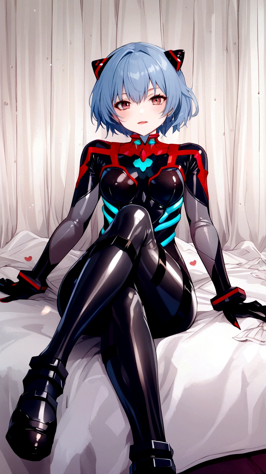 Beautiful girl small breasts, wearing latex plugsuit