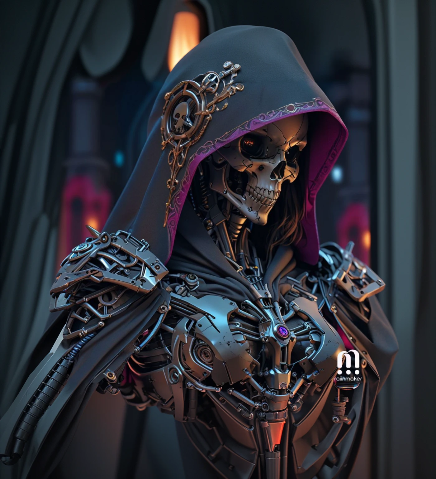 Robotic female grim reaper