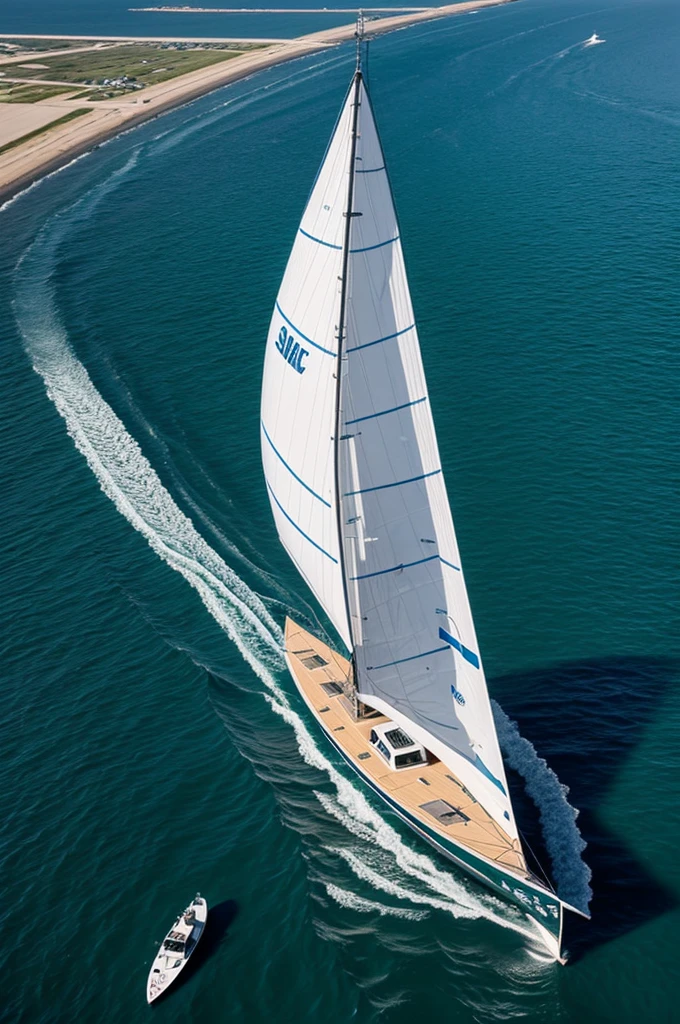 Skateboard with a sailboat mast, which rolls on the Earth seen from space