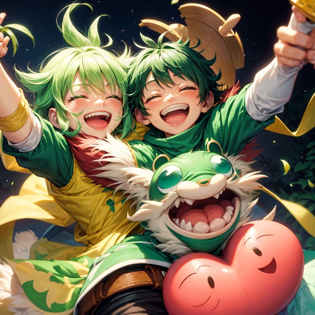 Yor and Deku laughing