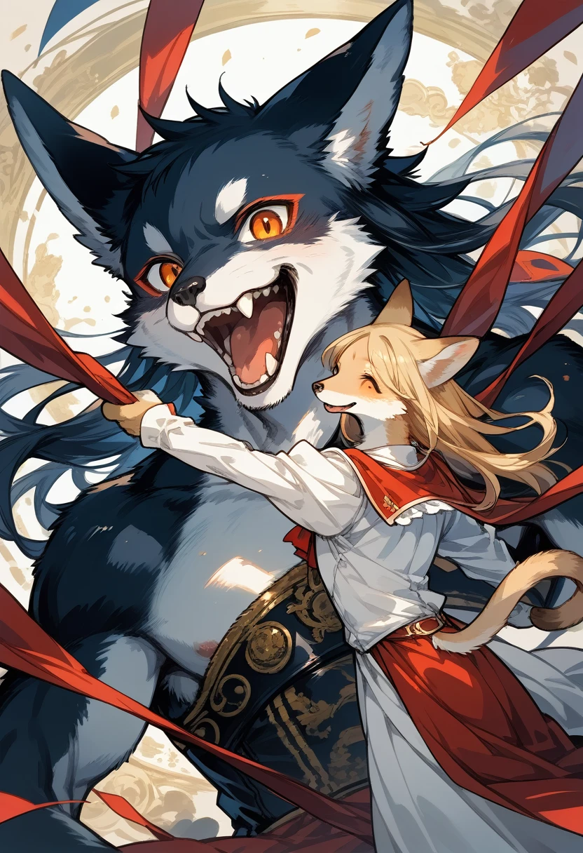 dynamic angle, top quality, best quality, High-quality illustrations, masterpiece, super high resolution, detailed background, detailed background, Romeo and Juliet,boys, girls, Happy, joyful, absurdres(highly detailed beautiful face and eyes)perfect anatomy(kemono, furry anthro),