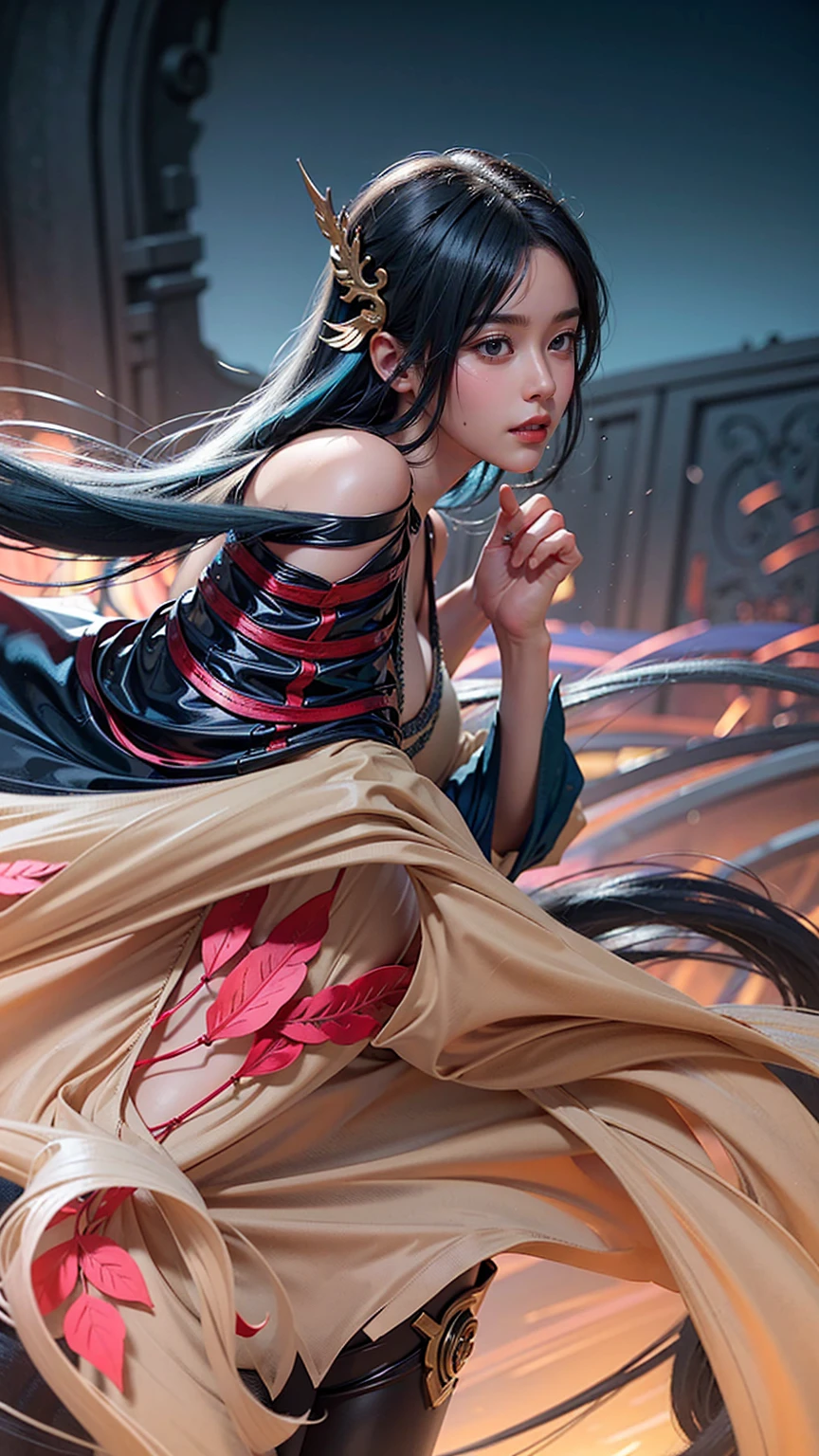 a close up of a girl , blue hair , big booobs , shadowbringers cinematic, 4 k detail fantasy, a beautiful fantasy empress, game cg, xianxia fantasy, xianxia hero, 2. 5 d cgi anime fantasy artwork, cinematic goddess close shot, ruan jia and artgerm, wow 4 k detail fantasy, hyperdetailed fantasy character