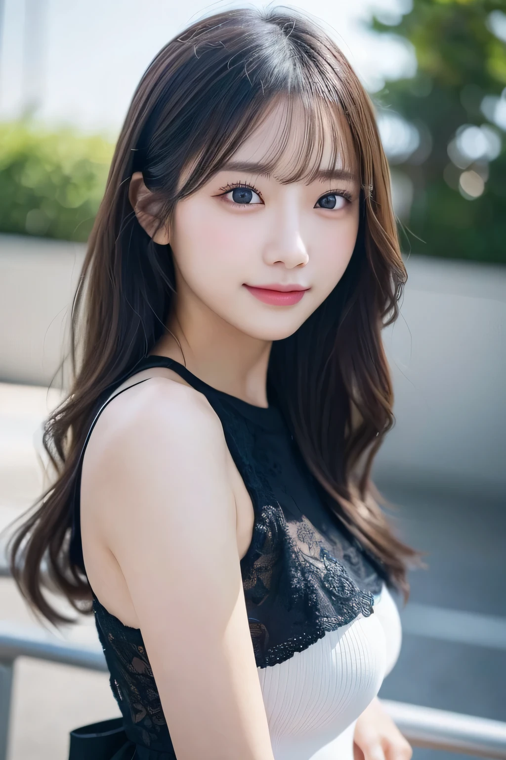 (Casual clothing)、beautiful girl、beautifulディテールまでこだわった目、Highest quality, 超High resolution, (reality: 1.2), Cinema Lighting、(Japanese Girls)、 beautiful、beautiful肌、(Looking at the audience)、(Surreal)、(High resolution)、(8K)、(Very detailed)、(beautifulディテール)、(Very detailed)、 (wallpaper)、Detailed face、Bright lighting、Professional Lighting、smile、Highest quality、 masterpiece、超High resolution、(reality的:1.3)、RAW Photos、1 Girl、Black Hair、Glowing Skin、((Ultra-reality的 Details))、Portraiture、Global Illumination、Shadow、Octane Rendering、Ultra Sharp、Metal、Cool colors、、Very intricate detail、reality的 Light、 angle that captures the whole body