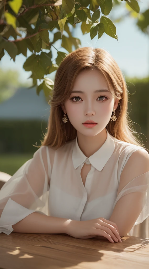 On the table, best quality, illustration, Extremely detailed, Fine details, high resolution, 8k wallpaper, Perfect dynamic composition, Beautiful and delicate eyes, Summer women's clothing,Short Bob Hairstyle,Small breasts natural lips, Bold and sexy pose,Smile,Harajuku、20 year old girl、Lovely、Sexy shot looking at camera