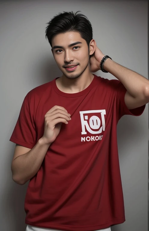 Haraf man looking at camera, perfect has a round face, A well-maintained model., Close-up photo, Southeast Asian man with a round face, 3-D profile picture, 8K, 45,000,000 pixcls, realistic light colors, beautiful young asian man, Asian man, charming anime, Comfortable pose, Anime Asian man in real life, attractive handsome man, young Asian man, Russian mixed with Japanese, perfect body, Freestyle photo of a handsome young man, ผู้Asian manที่สวยงาม, The character is in her natural pose.,