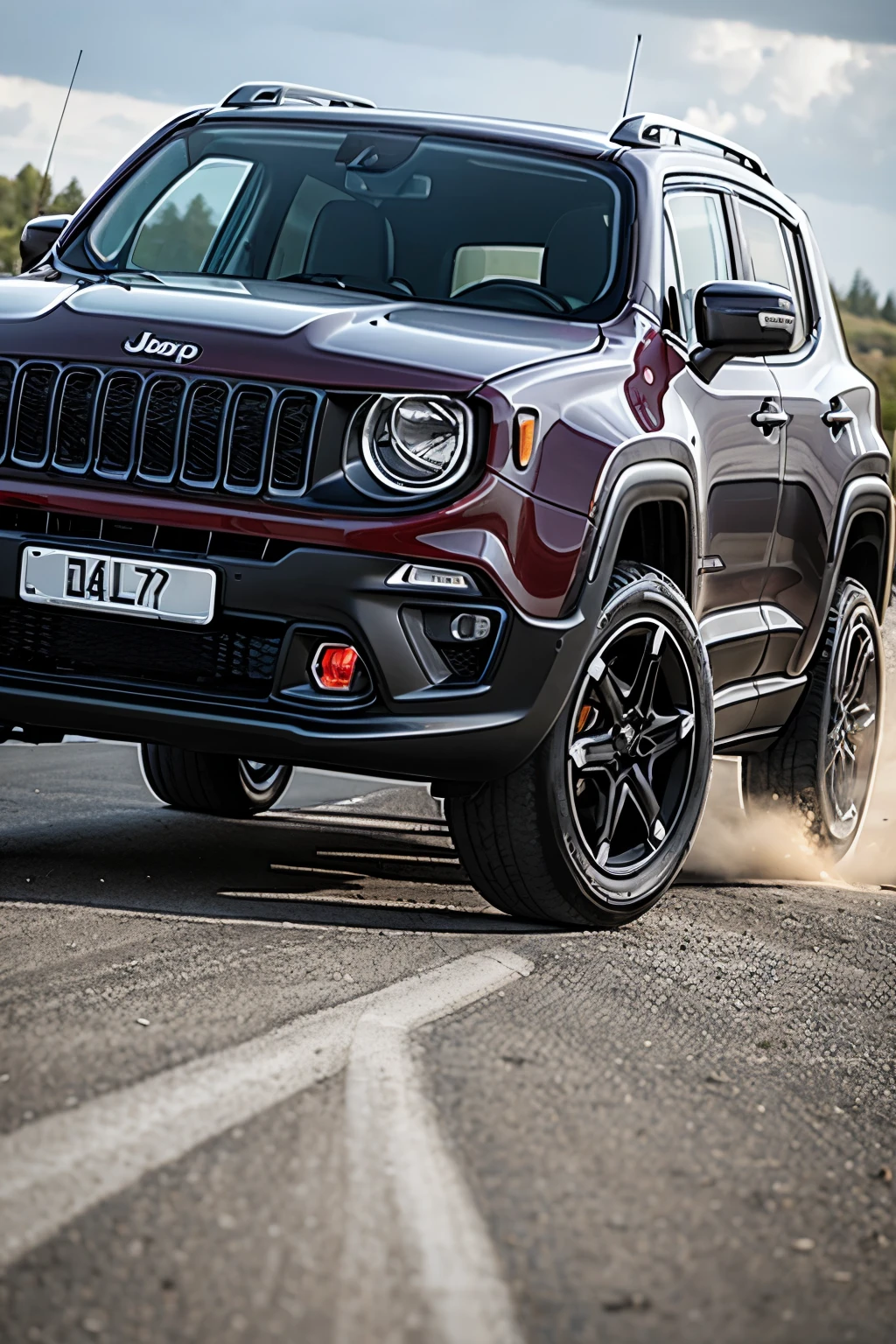 crossover of a jeep renegade with an endurance racing car